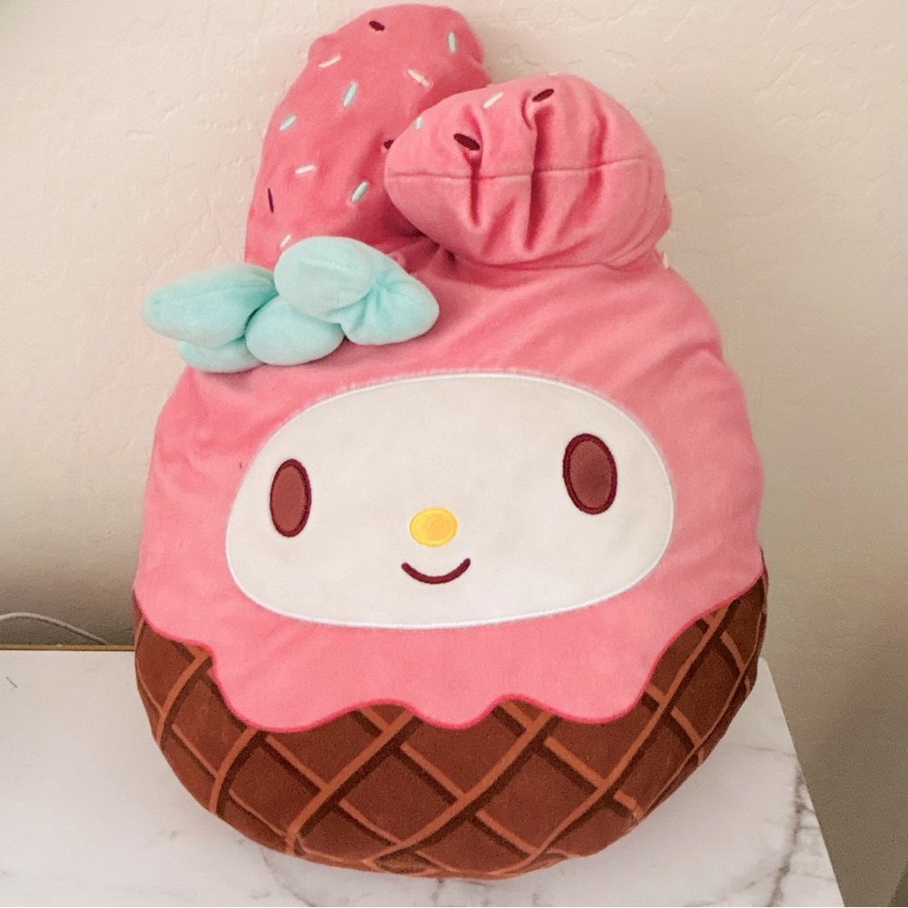 Sanrio Squishmallows My Melody‎ Ice Cream Cone Plush Plushy Brown Pink 12”